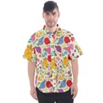 Colorful Flowers Pattern Men s Short Sleeve Shirt