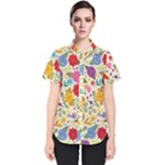 Colorful Flowers Pattern Women s Short Sleeve Shirt