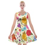 Colorful Flowers Pattern Velvet Skater Dress