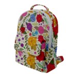 Colorful Flowers Pattern Flap Pocket Backpack (Large)