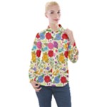 Colorful Flowers Pattern Women s Long Sleeve Pocket Shirt