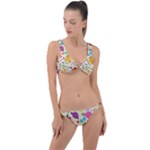 Colorful Flowers Pattern Ring Detail Crop Bikini Set