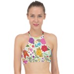 Colorful Flowers Pattern Halter Bikini Top
