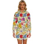 Colorful Flowers Pattern Womens Long Sleeve Shirt Dress