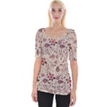 Violet Floral Pattern Flowers Vintage Flora Patterns Wide Neckline T-Shirt