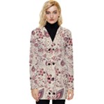 Violet Floral Pattern Flowers Vintage Flora Patterns Button Up Hooded Coat 