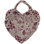 Violet Floral Pattern Flowers Vintage Flora Patterns Giant Heart Shaped Tote