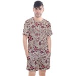 Violet Floral Pattern Flowers Vintage Flora Patterns Men s Mesh T-Shirt and Shorts Set