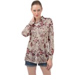 Violet Floral Pattern Flowers Vintage Flora Patterns Long Sleeve Satin Shirt