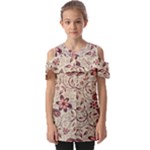 Violet Floral Pattern Flowers Vintage Flora Patterns Fold Over Open Sleeve Top