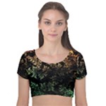 Fractal Patterns Gradient Colorful Velvet Short Sleeve Crop Top 