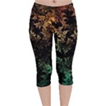 Fractal Patterns Gradient Colorful Velvet Capri Leggings 