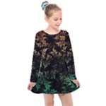 Fractal Patterns Gradient Colorful Kids  Long Sleeve Dress