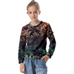 Fractal Patterns Gradient Colorful Kids  Long Sleeve T-Shirt with Frill 