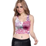 Violet Floral Pattern Racer Back Crop Top