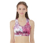 Violet Floral Pattern Sports Bra with Border