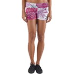 Violet Floral Pattern Yoga Shorts