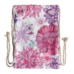 Violet Floral Pattern Drawstring Bag (Large)