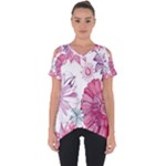 Violet Floral Pattern Cut Out Side Drop T-Shirt