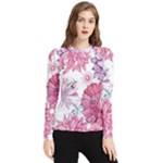 Violet Floral Pattern Women s Long Sleeve Rash Guard