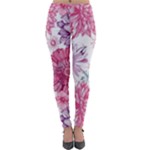 Violet Floral Pattern Lightweight Velour Leggings