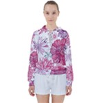 Violet Floral Pattern Women s Tie Up Sweat