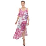 Violet Floral Pattern Maxi Chiffon Cover Up Dress