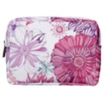 Violet Floral Pattern Make Up Pouch (Medium)