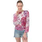 Violet Floral Pattern Banded Bottom Chiffon Top