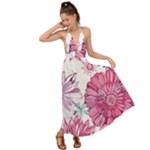 Violet Floral Pattern Backless Maxi Beach Dress