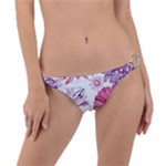 Violet Floral Pattern Ring Detail Bikini Bottoms