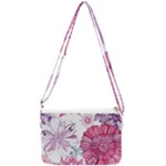 Violet Floral Pattern Double Gusset Crossbody Bag
