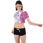 Violet Floral Pattern Tie Back Short Sleeve Crop T-Shirt