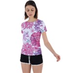 Violet Floral Pattern Back Circle Cutout Sports T-Shirt