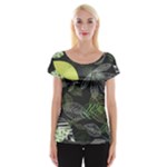 Leaves Floral Pattern Nature Cap Sleeve Top