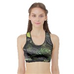 Leaves Floral Pattern Nature Sports Bra with Border