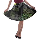 Leaves Floral Pattern Nature A-line Skater Skirt