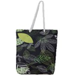 Leaves Floral Pattern Nature Full Print Rope Handle Tote (Large)