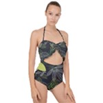 Leaves Floral Pattern Nature Scallop Top Cut Out Swimsuit