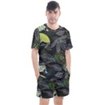 Leaves Floral Pattern Nature Men s Mesh T-Shirt and Shorts Set
