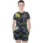 Leaves Floral Pattern Nature Women s T-Shirt and Shorts Set
