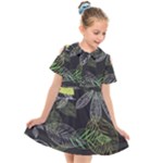 Leaves Floral Pattern Nature Kids  Short Sleeve Shirt Dress