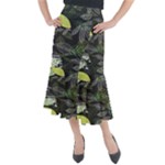 Leaves Floral Pattern Nature Midi Mermaid Skirt