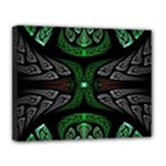Fractal Green Black 3d Art Floral Pattern Canvas 14  x 11  (Stretched)