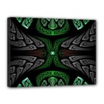 Fractal Green Black 3d Art Floral Pattern Canvas 16  x 12  (Stretched)
