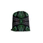 Fractal Green Black 3d Art Floral Pattern Drawstring Pouch (Small)