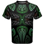 Fractal Green Black 3d Art Floral Pattern Men s Cotton T-Shirt