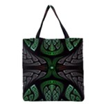 Fractal Green Black 3d Art Floral Pattern Grocery Tote Bag