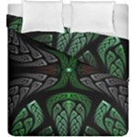 Fractal Green Black 3d Art Floral Pattern Duvet Cover Double Side (King Size)