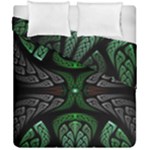 Fractal Green Black 3d Art Floral Pattern Duvet Cover Double Side (California King Size)